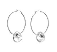 Breil, Collezione B Rock, Orecchini Donna, Hoop in Acciaio Lucido con Elemento Ovale Fluido e Removibile, Diametro 45 mm, Elemento 19×18 mm, Idea Regalo Donna