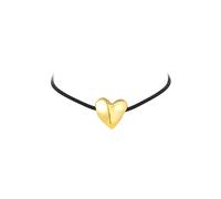 Breil, Collezione Big Heart, Choker Donna con Cordino in Camoscio Nero Dotato di un Elemento Bombato in Acciaio Lucido a Forma di Cuore, Finalini in Acciaio, Lunghezza 110 cm