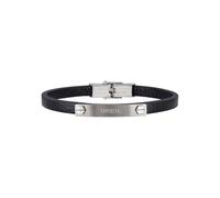 Breil, Collezione Bridge, Bracciale Uomo in Pelle e Acciaio Specchiato-Satinato, con Logo, Pratica Chiusura a Gioielleria, Idee Regalo Uomo, Lunghezza Regolabile 22.5 cm