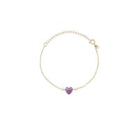 Breil, Collezione Candy, Bracciale Donna in Acciaio Lucido Effetto Specchio Colore Oro e Ametista a Forma di Cuore, Chiusura Regolabile, Bracciale con Cuore da 21 Cm