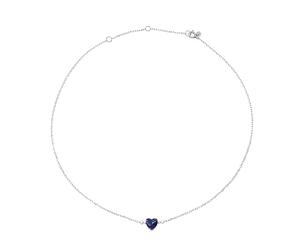 Breil, Collezione Candy, Collana Donna in Acciaio Lucido Effetto Specchio Colore Argento e Lapislazzulo a Forma di Cuore, Chiusura Regolabile, Collana con Cuore da 45 Cm