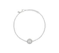 Breil, Collezione Charlotte, Bracciale Donna in Acciaio Lucido Argento, Elemento Centrale Tondo con Zirconi, Chiusura a Moschettone, Lunghezza Regolabile fino a 15 cm