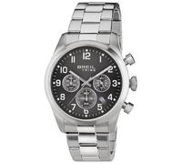 Breil, Collezione Classic Elegance, Orologio Uomo, Cronografo in Acciaio, Quadrante Gun con Effetto Sun Ray, Resistente all'Acqua, Lunghezza Cinturino Regolabile 15.5 - 21 cm, Silver
