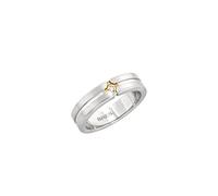 Breil, Collezione Crossroads, Anello Uomo in Acciaio Satinato con Elemento Centrale IP Gold e Cubic Zirconia Bianco, Misura 23