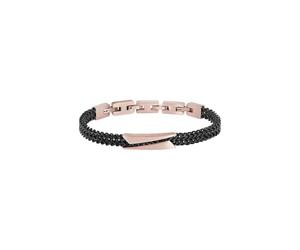 Breil, Collezione Edit Out, Bracciale Uomo in Acciaio Bicolor Specchiato e Satinato, con Maglia ed Elemento Centrale Nero, Pratica Chiusura, Lunghezza Regolabile 17-22cm, Idee Regalo Uomo, Rose-Nero