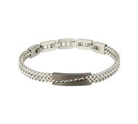 Breil, Collezione Edit Out, Bracciale Uomo in Acciaio Silver Bilux Satinato e Lucido con Elemento Centrale IP Gun, Maglia Intrecciata, Chiusura a Gioielleria, Lunghezza Regolale fino a 22 cm