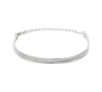 Breil, Collezione Emma, Bracciale Donna Multifilo in Acciaio, Due Catene Snake, Catena Geometrica Centrale, Chiusura a Gancio, Lunghezza Regolabile 15-21 cm