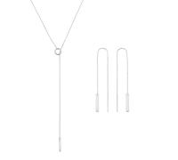 Breil, Collezione Flow, Kit Orecchini e Collana Donna, Set Gioielli in Acciaio Lucido, Collana Regolabile fino a 70 cm, Orecchini Pendenti 6,6 cm, Idea Regalo Donna