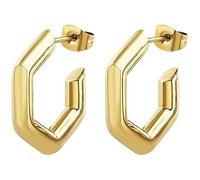 Breil Orecchini Collezione Hexagonia Donna Acciaio Specchiato IP Gold Esagonali One Size