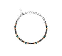 Breil, Collezione Hugo, Bracciale Uomo in Acciaio Lucido, Catena Multicolore con Cilindri in Pietra e Dischi di Ematite Nera, Chiusura Regolabile, Lunghezza fino a 22 cm, Idea Regalo Uomo