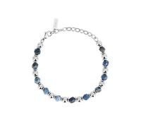 Breil, Collezione Hugo, Bracciale Uomo in Acciaio Lucido, con Sfere in Acciaio e Sodalite Blu Satinata, Chiusura Regolabile, Lunghezza fino a 22 cm, Idea Regalo Uomo
