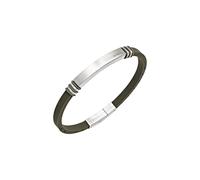 Breil, Collezione Light Cuff, Bracciale da Uomo in Acciaio Satinato e Silicone Nero, Chiusura a Pulsante, Regolabile, Lunghezza 22 cm, Dimensioni Regolabili fino a 17 cm