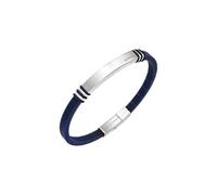 Breil, Collezione Light Cuff, Bracciale da Uomo in Acciaio Satinato e Silicone Nero, Chiusura a Pulsante, Regolabile, Lunghezza 22 cm, Dimensioni Regolabili fino a 17 cm
