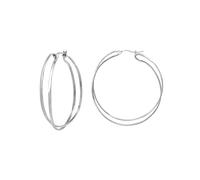 Breil, Collezione Lightline, Orecchini Donna a Doppio Cerchio in Acciaio Lucido, Chiusura a Baionetta, 45 x 42 mm, Idea Regalo Donna
