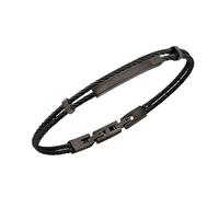 Breil, Collezione Loop, Bracciale Uomo in Acciaio Specchiato, con Sottili Cavetti ed Elemento Centrale Personalizzabile con Incisione, Pratica Chiusura Regolabile 17.5-20.3 cm, Color Argento