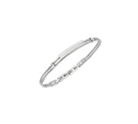 Breil, Collezione Loop, Bracciale Uomo in Acciaio Specchiato, con Sottili Cavetti ed Elemento Centrale Personalizzabile con Incisione, Pratica Chiusura Regolabile 17.5-20.3 cm, Color Argento