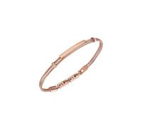 Breil, Collezione Loop, Bracciale Uomo in Acciaio Specchiato IP Rose, con Sottili Cavetti ed Elemento Centrale Personalizzabile con Incisione, Pratica Chiusura Regolabile 17.5-20.3 cm, Color Rose
