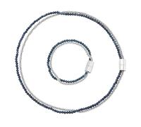 Breil, Collezione Magnetica System, Kit Bracciale e Collana Donna Overseas, Set Gioielli con Pietre Agata Blu Oltremare, Chiusura Magnetica, Bracciale 19,5 cm e Collana 45 cm, Idea Regalo Donna