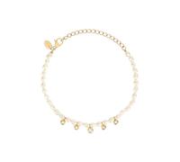 Breil, Collezione Moonlight, Bracciale Donna in Acciaio IP Gold, con Perle Naturali e 5 Cristalli Pendenti, Chiusura Regolabile, Lunghezza fino a 21 cm, Idea Regalo Donna