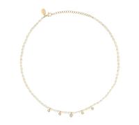 Breil, Collezione Moonlight, Collana Donna in Acciaio Inossidabile, Collana con Perle d’Acqua Dolce e Pendenti in Oro con Cristalli, Chiusura Regolabile, Lunghezza fino a 45 cm, Idea Regalo Donna