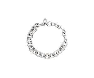 Breil, Collezione Moor, Bracciale Donna in Acciaio, Catena con Malie Ovali e Texture Zigrinata, Chiusura a Moschettone, Lunghezza Regolabile