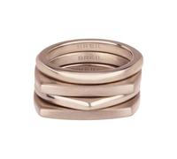 Breil, Collezione New Tetra, Set di 4 Anelli Donna in Acciaio IP Rose Lucido e Satinato Ideali da Indossare Insieme o Separatamente, Colore Rose, Misura 18, Gioielli Donna e Ragazza