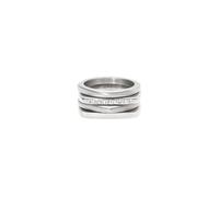 Breil, Collezione New Tetra, Set di 4 Anelli Donna in Acciaio Lucido e Satinato, con Lucenti Cristalli, Ideali da Indossare Insieme o Separatamente, Colore Silver, Misura 16, Gioielli Donna e Ragazza