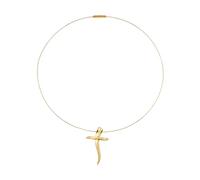 Breil, Collezione Reloaded, Collana Donna Steel Moon in Acciaio Lucido, con Pendente a Forma di Croce, Design Semirigido, Circonferenza 42,5 cm, Idea Regalo Donna