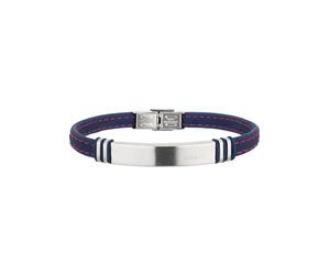 Breil, Collezione Savage, Bracciale da Uomo in Acciaio Lucido e Silicone, con Cuciture a Contrasto, Accessorio Minimalista e Casual, Lunghezza Regolabile Fino 22 cm, Idee Regalo Uomo, Blu