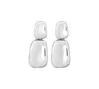Breil, Collezione Sculpture, Orecchini Rettangolari con Elemento Doppio in Acciaio Donna, Bordi Satinati, Superficie Lucida, Pratica Chiusura a Farfallina, Dimensioni 1,85 x 4,8 cm