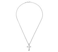 Breil, Collezione Steel Core, Collana da Uomo in Acciaio con Pendente a Croce, Finitura Bilux, Lunghezza Regolabile Fino a 47 cm