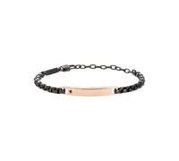 Breil Bracciale Uomo Tag & Cross - Acciaio bicolor, Cubic Zirconia, 17-22 cm Black-Rose