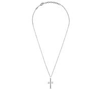 Breil, Collezione Tag and Cross, Collana Uomo in Acciaio con Pendente a Forma di Croce in Acciaio e Cubic Zirconia, Chiusura a Moschettone, Lunghezza Regolabile, Idea Regalo Uomo