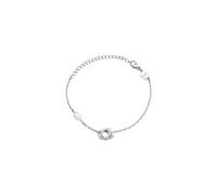 Breil, Collezione Tetra, Bracciale Donna in Acciaio Specchiato, con Forme Iconiche Geometriche e Perla Naturale, Pratica Chiusura, Lunghezza Regolabile 15-21 cm, Colore Silver, Idee Regalo Donna
