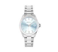 Breil, Collezione Théa, Orologio Donna Solo Tempo in Acciaio Lucido, Quadrante con Effetto Sunray, Indici con Cristalli, Bracciale a Tre Maglie, Chiusura Pieghevole Satinata, WR 3 ATM, Cassa 32 mm