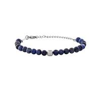 Breil, Collezione Wild, Bracciale Uomo con Pietre Naturali di Agata Nera e Sfera Centrale in Acciaio Lucido IP Gun, Finitura Matt, Lunghezza Regolabile, Pratica Chiusura a Moschettone