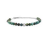 Breil, Collezione Wild, Bracciale Uomo con Pietre Naturali in Turchese Africano e Sfera Centrale in Acciaio Lucido IP Gun, Finitura Matt, Lunghezza Regolabile, Pratica Chiusura a Moschettone