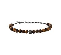 Breil, Collezione Wild, Bracciale Uomo con Pietre Naturali Occhio di Tigre e Sfera Centrale in Acciaio Lucido IP Gun, Finitura Matt, Lunghezza Regolabile, Pratica Chiusura a Moschettone