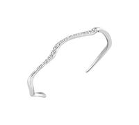 Breil, Collezione Zig Zag, Bracciale Donna, Bangle Rigido in Acciaio Lucido, con Pavé di Cubic Zirconia, Forma Fluida e Sinuosa, Dimensioni 59x49 mm, Circonferenza Interna 16,5 cm, Idea Regalo Donna