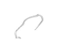 Breil, Collezione Zig Zag, Bracciale Donna, Bangle Rigido in Acciaio Lucido Silver, con Pavé di Cubic Zirconia Bianchi, Forma Fluida e Sinuosa, Dimensioni 56x46 mm, Circonferenza Interna 15,5 cm