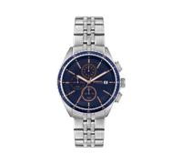 Breil Net EW0544 Men's Chronograph Watch - 42mm Black Dial with Rose Gold Accents, Blue Steel Case and Bracelet