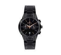 Breil New One TW1912 Men's Chronograph Watch - Black Dial, Rose Gold Accents, Black Stainless Steel Bracelet