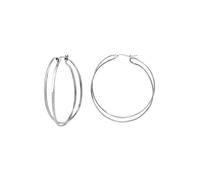 Breil, Collezione Lightline, Orecchini Donna a Doppio Cerchio in Acciaio Lucido, Chiusura a Baionetta, 45 x 42 mm, Idea Regalo Donna