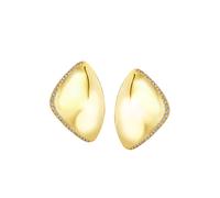 Breil, Collezione Retwist, Orecchini Donna, Orecchini in Acciaio Lucido, con Pavé di Cristalli Bianchi, Forma Fluida, Chiusura a Farfalla, Dimensione 40x21 mm, Idea Regalo Donna