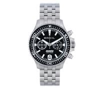 Breil, Collezione Manta P.R.O., Orologio Uomo, Cronografo Uomo in Acciaio Personalizzabile con Incisione, Movimento al Quarzo, Chiusura Diver Regolabile 14-21 cm, Resistente all'Acqua, Silver-Nero