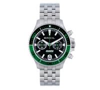 Breil, Collezione Manta P.R.O., Orologio Uomo, Cronografo Uomo in Acciaio Personalizzabile con Incisione, Movimento al Quarzo, Chiusura Diver Regolabile 14-21cm, Resistente all'Acqua,Silver-Nero-Verde