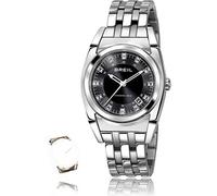 Breil Orologio da donna al quarzo con display analogico nero e cinturino in acciaio inox argentato TW1065, Nero/argento, Bracciale