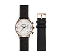 Breil Six.3.Nine TW1861 Men's Chronograph Watch - White Dial, Rose Gold IP Steel Case, Black Mesh Bracelet