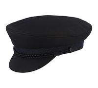 Breiter Berretto da Capitano Cappello da Marinaio in Tessuto con Fodera Interna Rossa e Cordoncino - Blu Marino 62