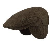 Breiter Berretto Invernale da Uomo con Paraorecchie Flatcap Berretto Piato con Visiera Basco Scozzese 100% Lana Protezione per Le Orecchie - Pieghevole Delicato e Comodo Verde 56